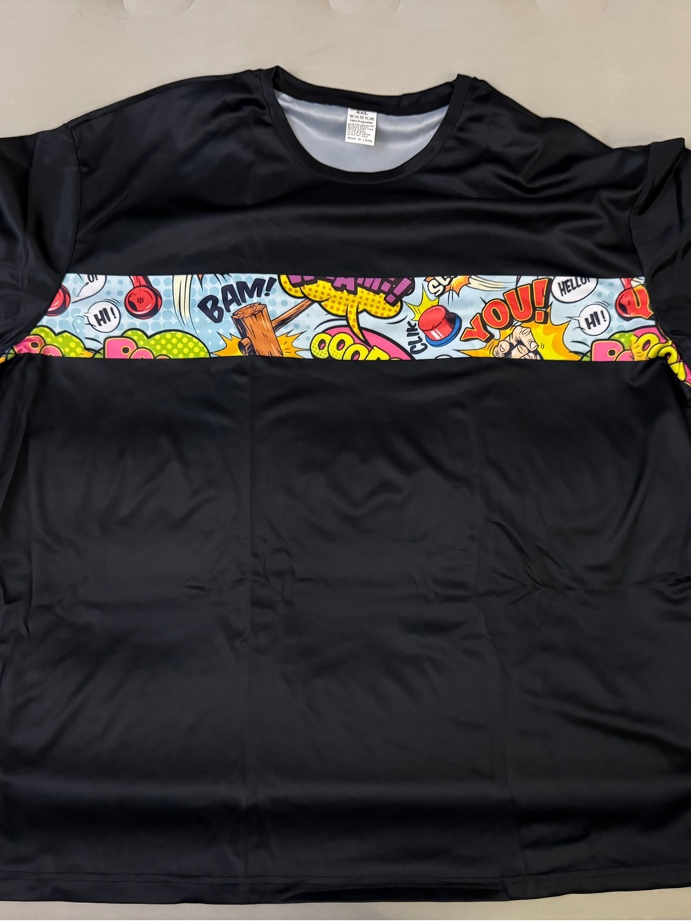 Men's 6XL pajama set with Colorful Comic Stripe and matching shorts
